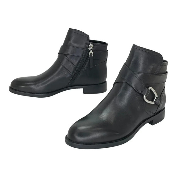 Lauren Ralph Lauren Hermione Black Leather Womens Ankle Boots Size 5B - Picture 11 of 13